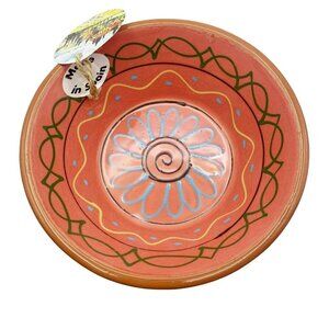 Terracotta Hand Painted Floral Design Bowl Made in Spain 7"
